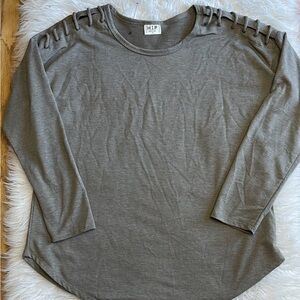 h.i.p. Olive Long Sleeve Top with Shoulder Cutouts | Women’s M